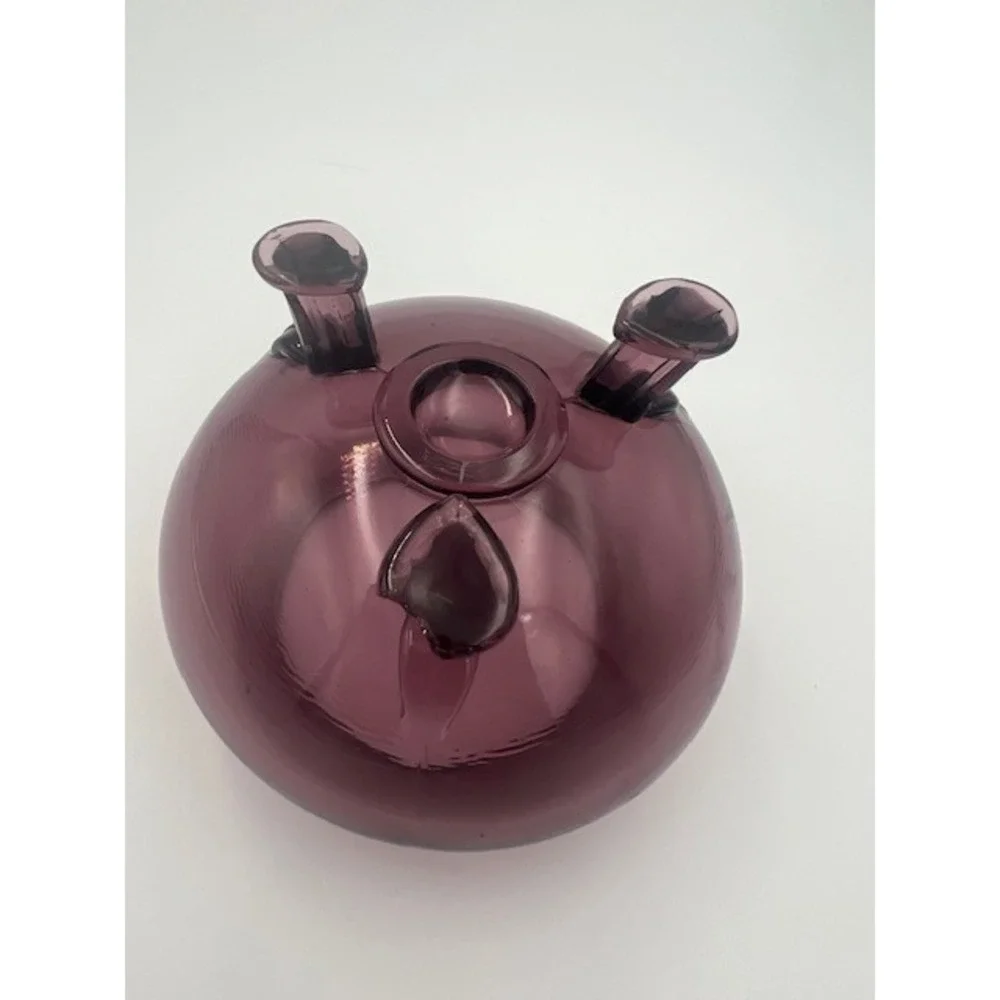 Vintage Viking Glass Amethyst Flowerlite Footed Rose Bowl Purple Art Glass